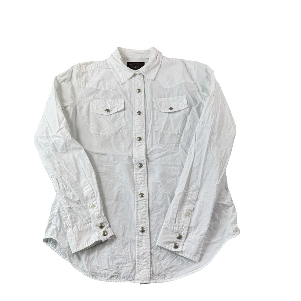 Belstaff White Cotton Metal Button Utility Snap Front Shirt Womens 10 L/S